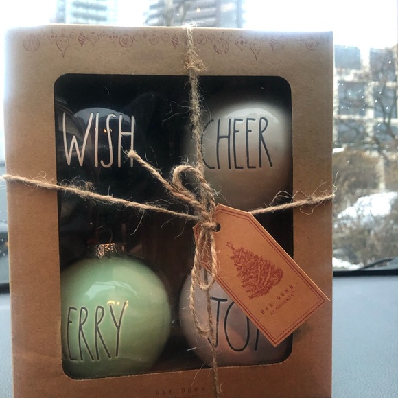 RAE DUNN: Set of 4 Colourful Pastel Christmas Balls/ Ornaments - Picture 2 of 10